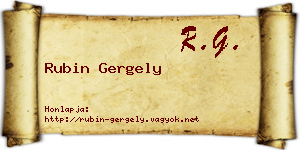 Rubin Gergely névjegykártya